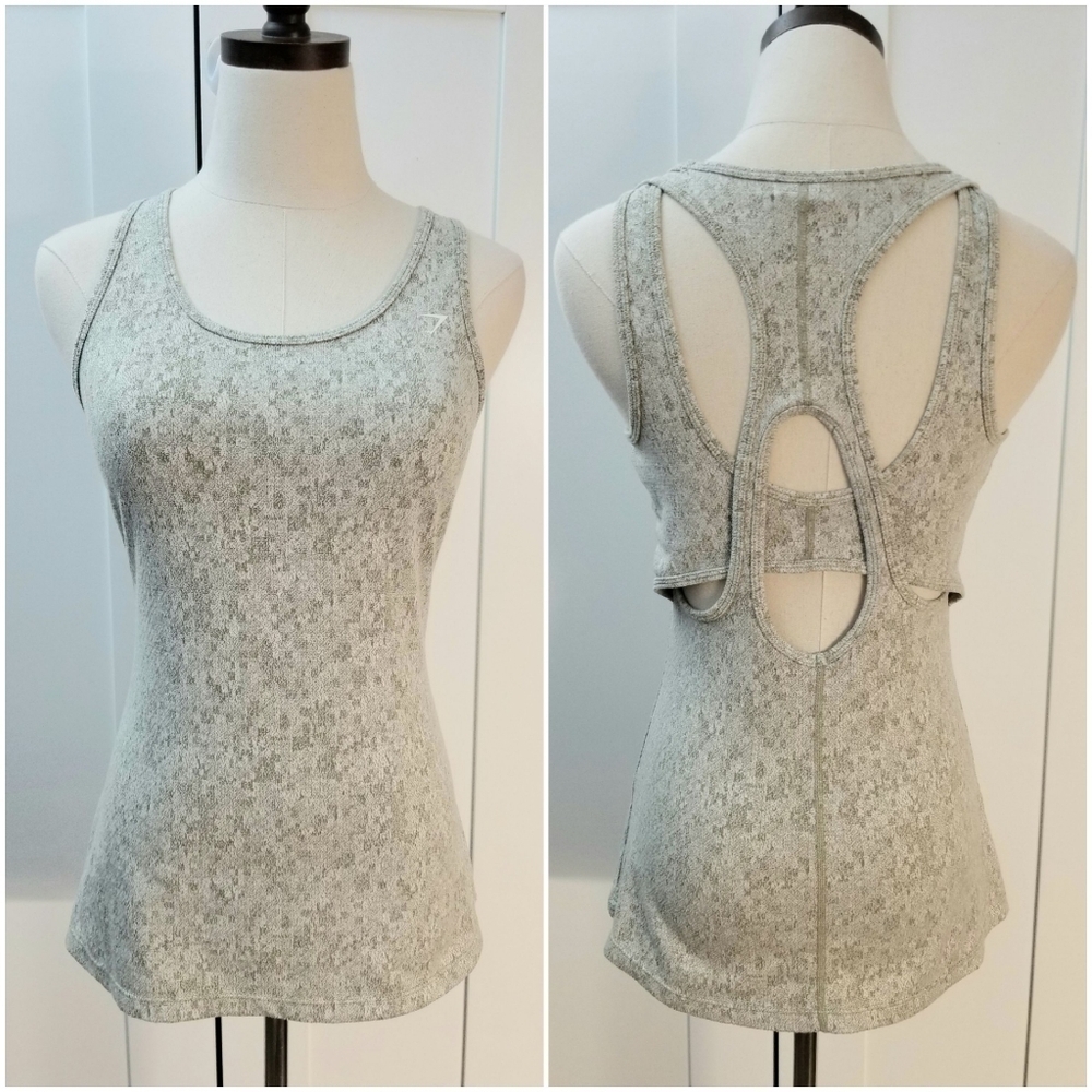 Gymshark Grayish green/Olive Green Women's Active Athletic Sporty Tank Top, S